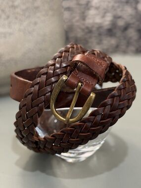 Brown Leather Braided Belt